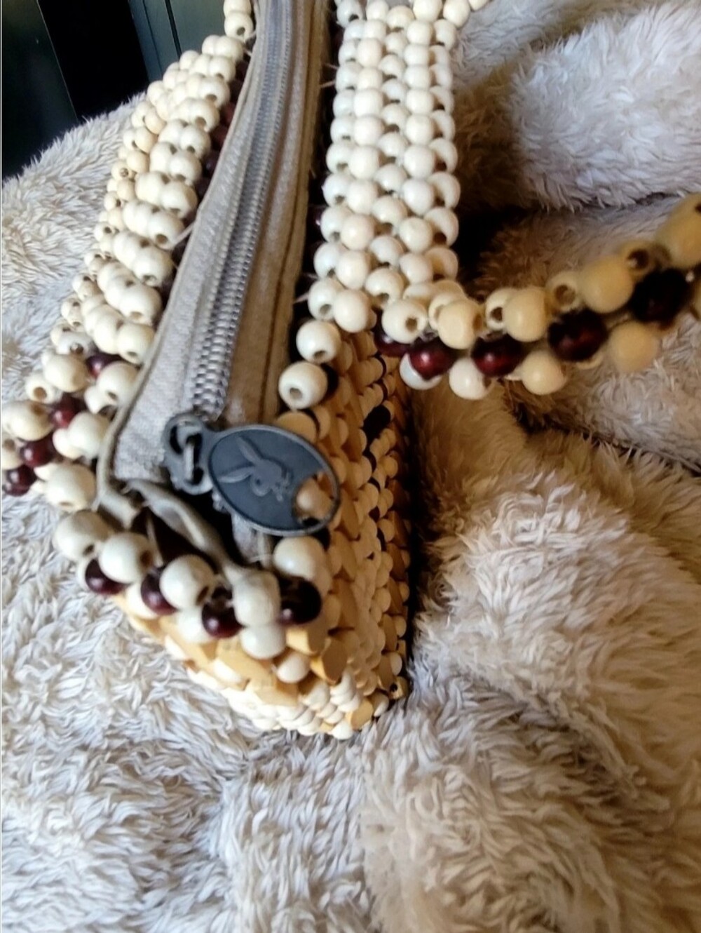 Vintage 1960's Playboy Bunny Wood Beaded Handbag Mint Condition! - Picture 7 of 12